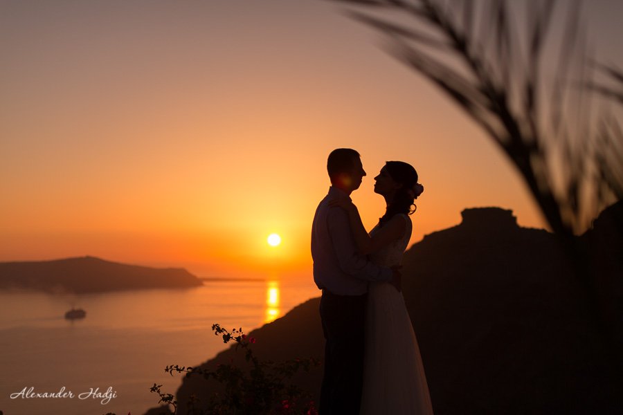 Santorini wedding photography sunset