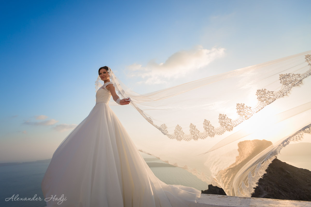 Santorini bridal gown for rent